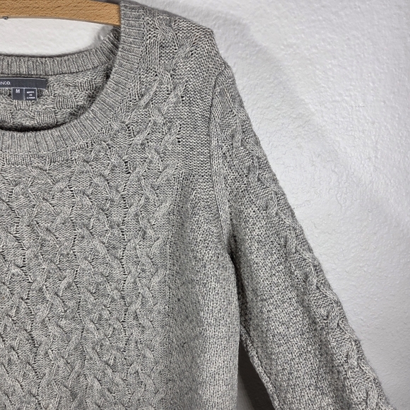 Vince Grey Colorblock Cable Knit Crewneck Sweater Size M Yak & Wool Blend - Picture 7 of 16